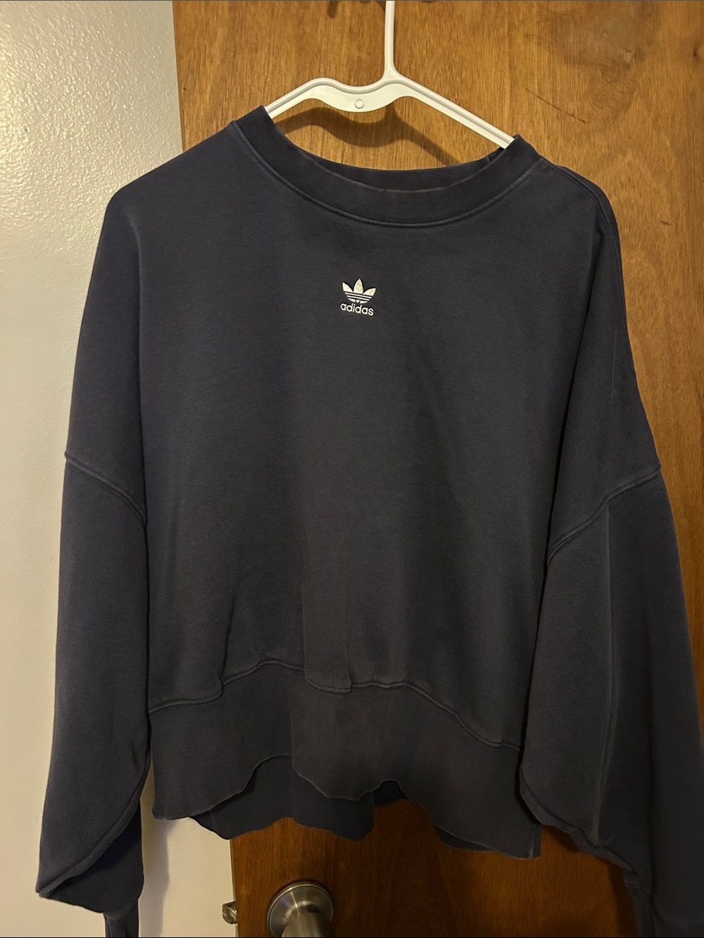adidas Women's Dark Navy Crewneck Sweatshirt with Trefoil Logo